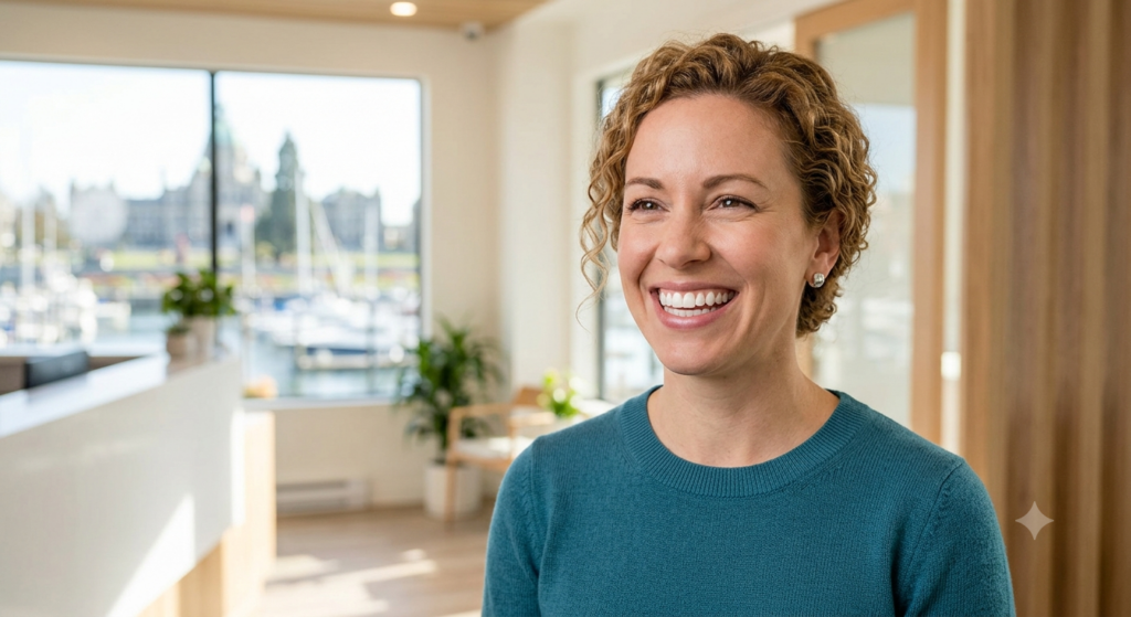 woman smiling with veneers